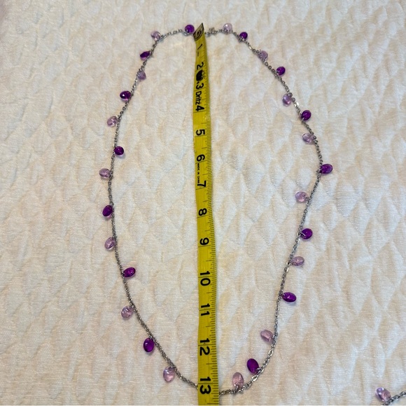 Vintage 1950’s Sarah Coventry Silver Tone Double Necklace Purple Glass Beads - Picture 10 of 15